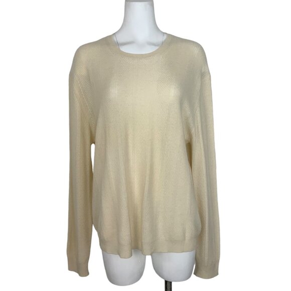 TSE Cashmere Sweater XL Cream Ivory Long Sleeve Pullover Crewneck Heritage Fall - Picture 1 of 12